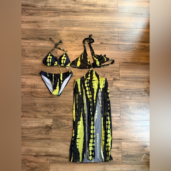3 Piece NWOT Tropical Vacation Bikini Resort Wear set or Festival wear Y2K MED - Picture 2 of 10